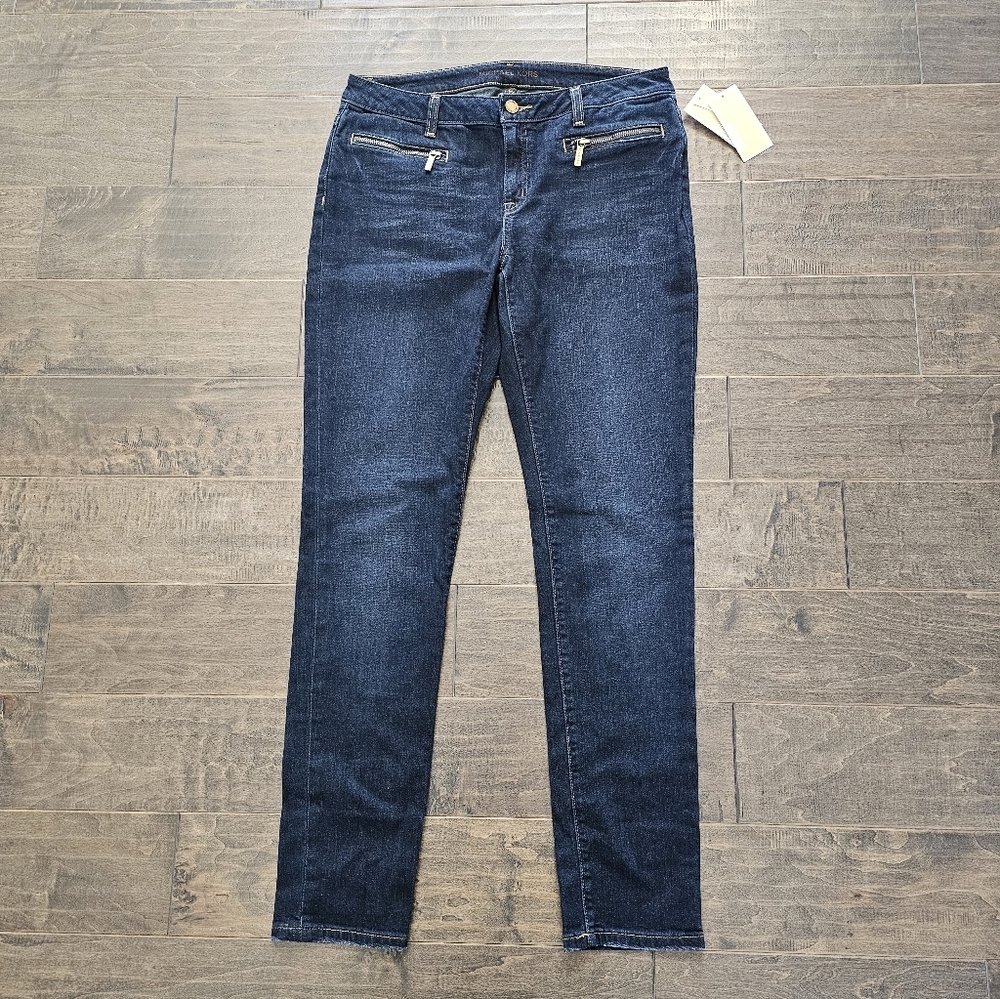 New Michael Kors Jet Set Denim Dark Blue Women's Skinny Jeans Sz 10